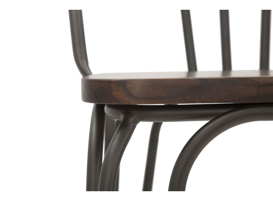 Moderní designová stolička v industriálním stylu ze železa a dřeva, 2 kusy - Erika Viadurini