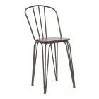 Moderní designová stolička v industriálním stylu ze železa a dřeva, 2 kusy - Erika Viadurini