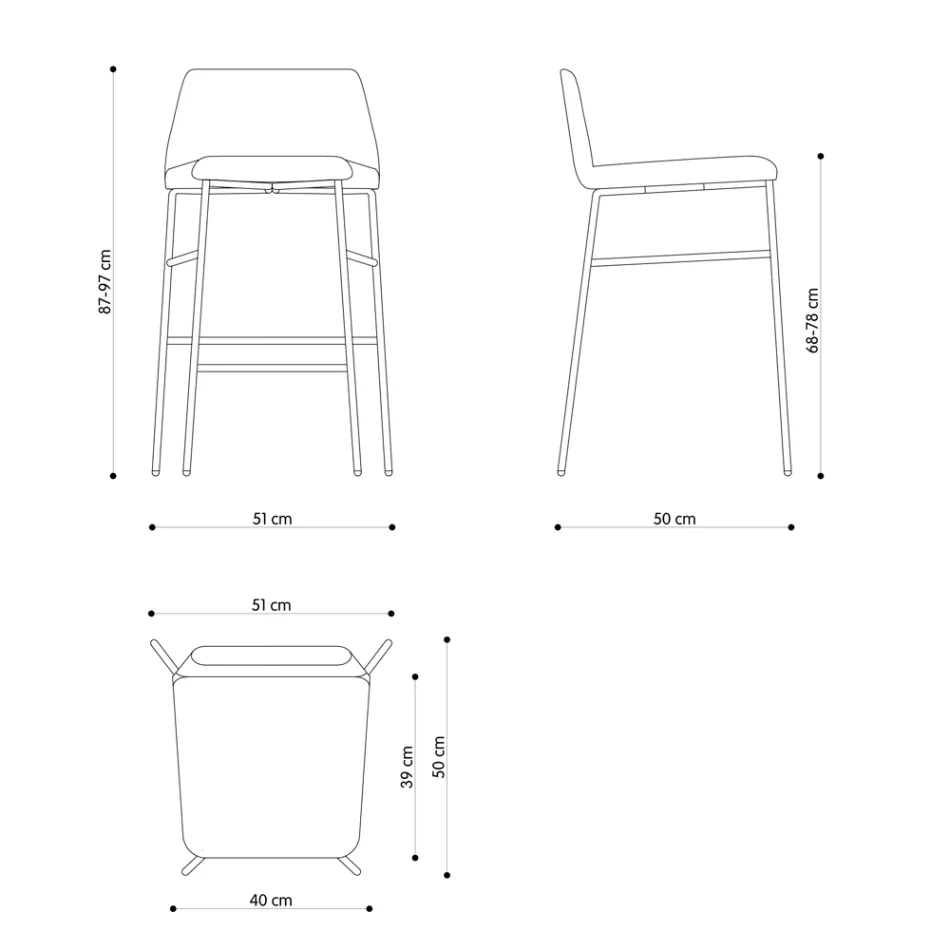 Luxusní taburet potažený látkou s kovovou základnou Made in Italy - Molde Viadurini