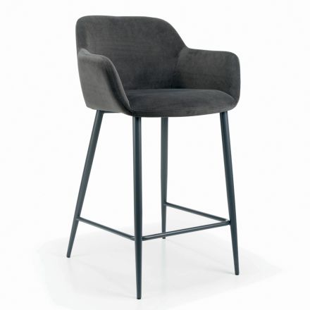 Pevná stolička s čalouněným sedákem a ocelovou základnou Made in Italy - Arona Viadurini