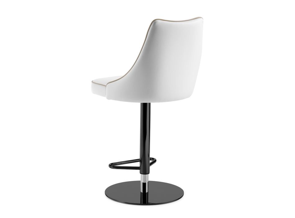 Otočná stolička v bílé kůži a černé struktuře Made in Italy - Teddy Bear Viadurini