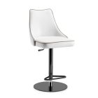 Otočná stolička v bílé kůži a černé konstrukci Made in Italy - Teddy Bear Viadurini
