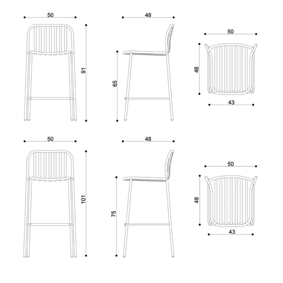 Stohovatelná venkovní kovová stolička Made in Italy 2 kusy - Jednoduše Viadurini