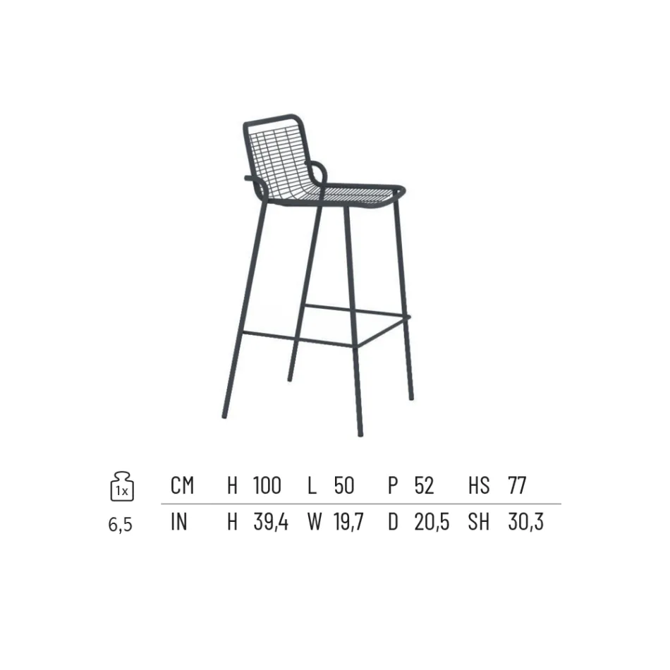 Stohovatelná venkovní stolička z kovu Made in Italy 2 kusy - Vikas Viadurini