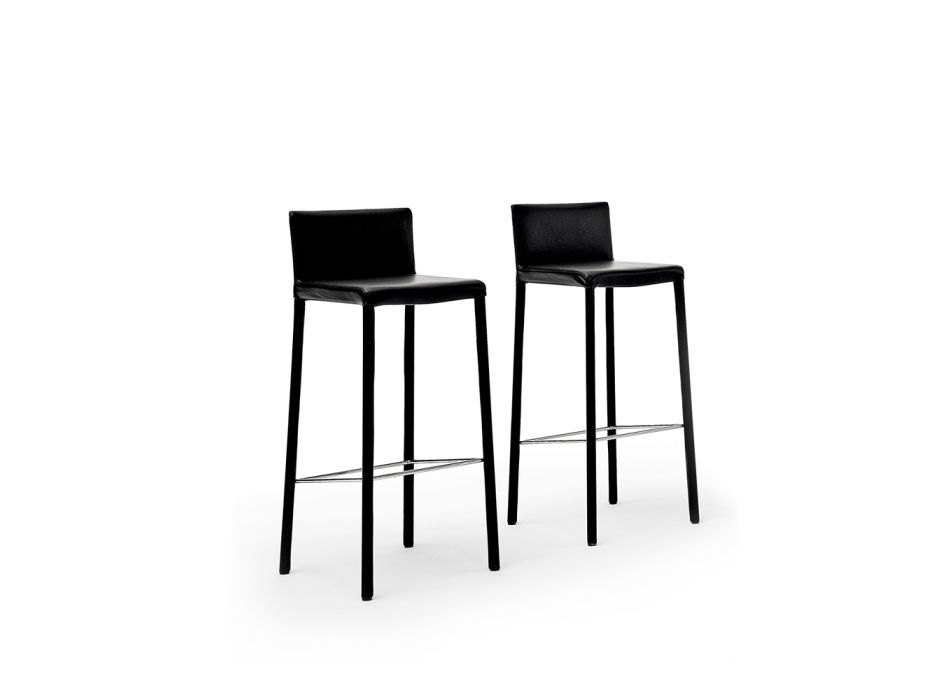 Designová ocelová stolička čalouněná v umělé kůži, kůži nebo na schovávanou Viadurini