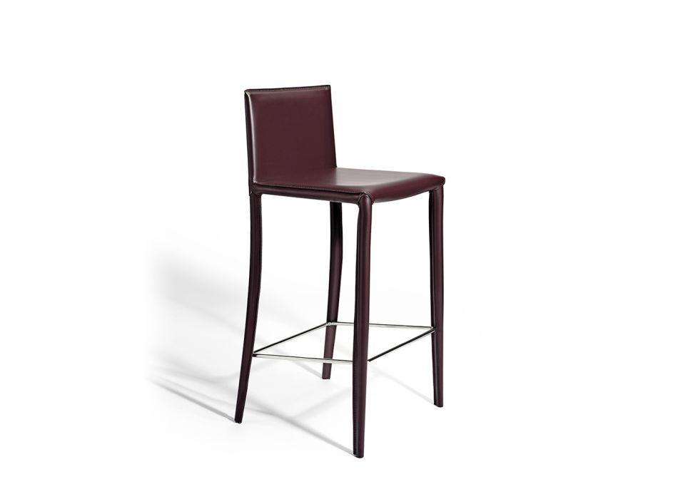 Lakovaná ocelová stolička Čalouněná v moderní kůži, 2 kusy - klec Viadurini