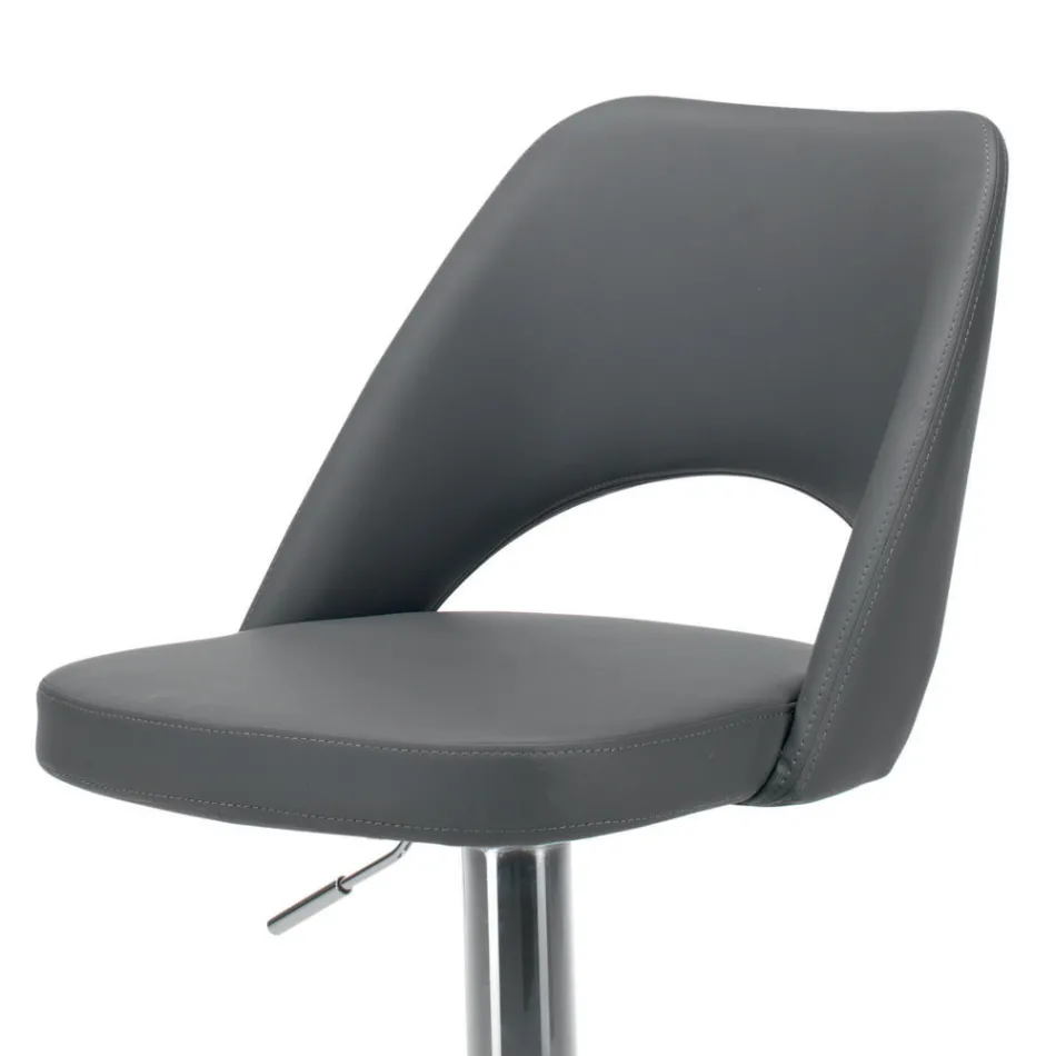 Stolička z ekokůže a oceli s plynovým zvedákem Made in Italy - Lorenza Viadurini