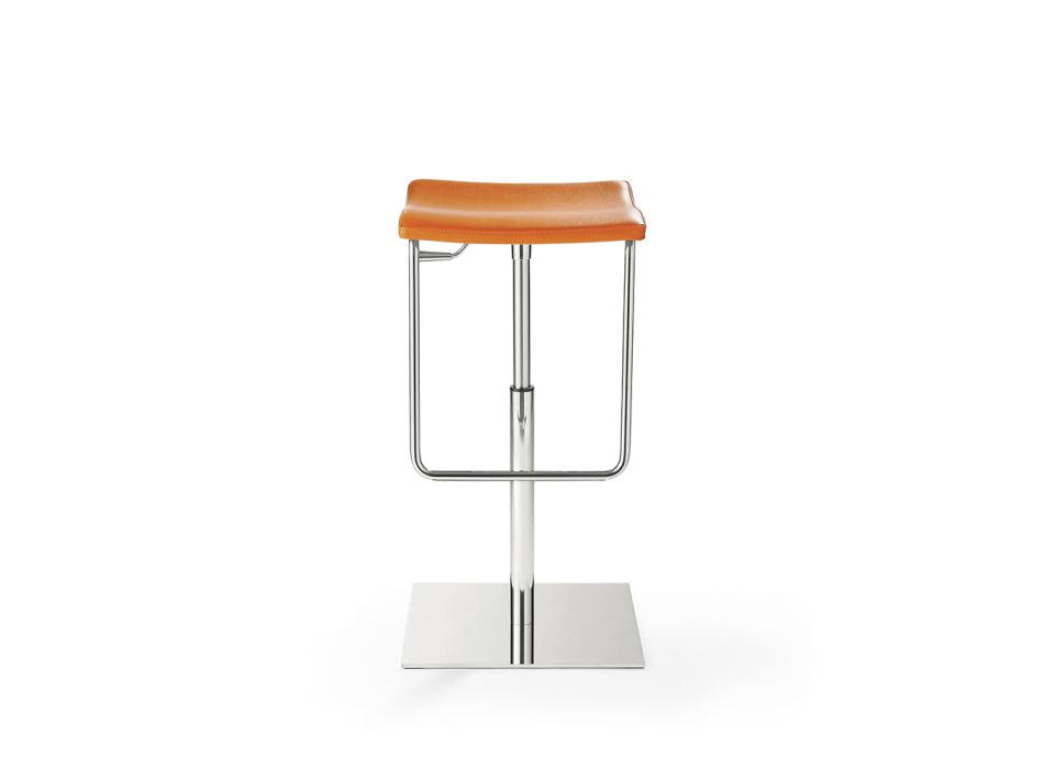 Dřevěná stolička s čtvercovou základnou z chromované oceli a čalounění - Armstrong Viadurini