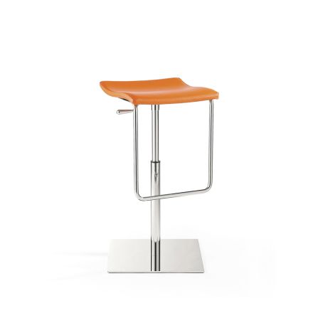 Dřevěná stolička s čtvercovou základnou z chromované oceli a čalounění - Armstrong Viadurini