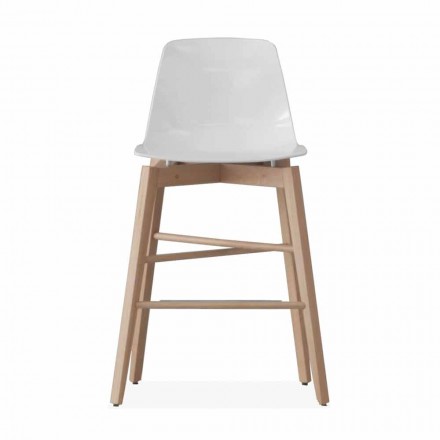 Stolička v dubovém dřevě a bíle lakovaném sedadle moderního designu - Langoustine Viadurini