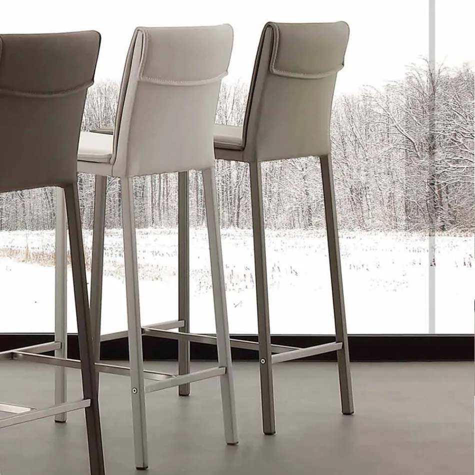 Stolička z kovu a oceli a moderní ekologická kůže vyrobená v Itálii Prato Viadurini