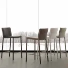 Stolička z kovu a oceli a moderní ekologická kůže vyrobená v Itálii Prato Viadurini