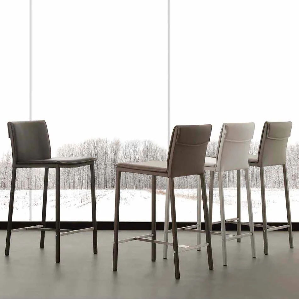 Stolička z kovu a oceli a moderní ekologická kůže vyrobená v Itálii Prato Viadurini
