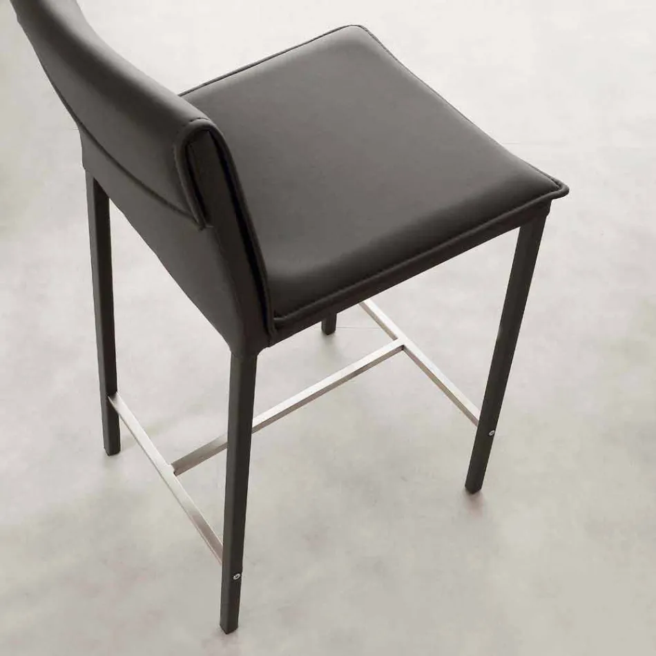 Stolička z kovu a oceli a moderní ekologická kůže vyrobená v Itálii Prato Viadurini