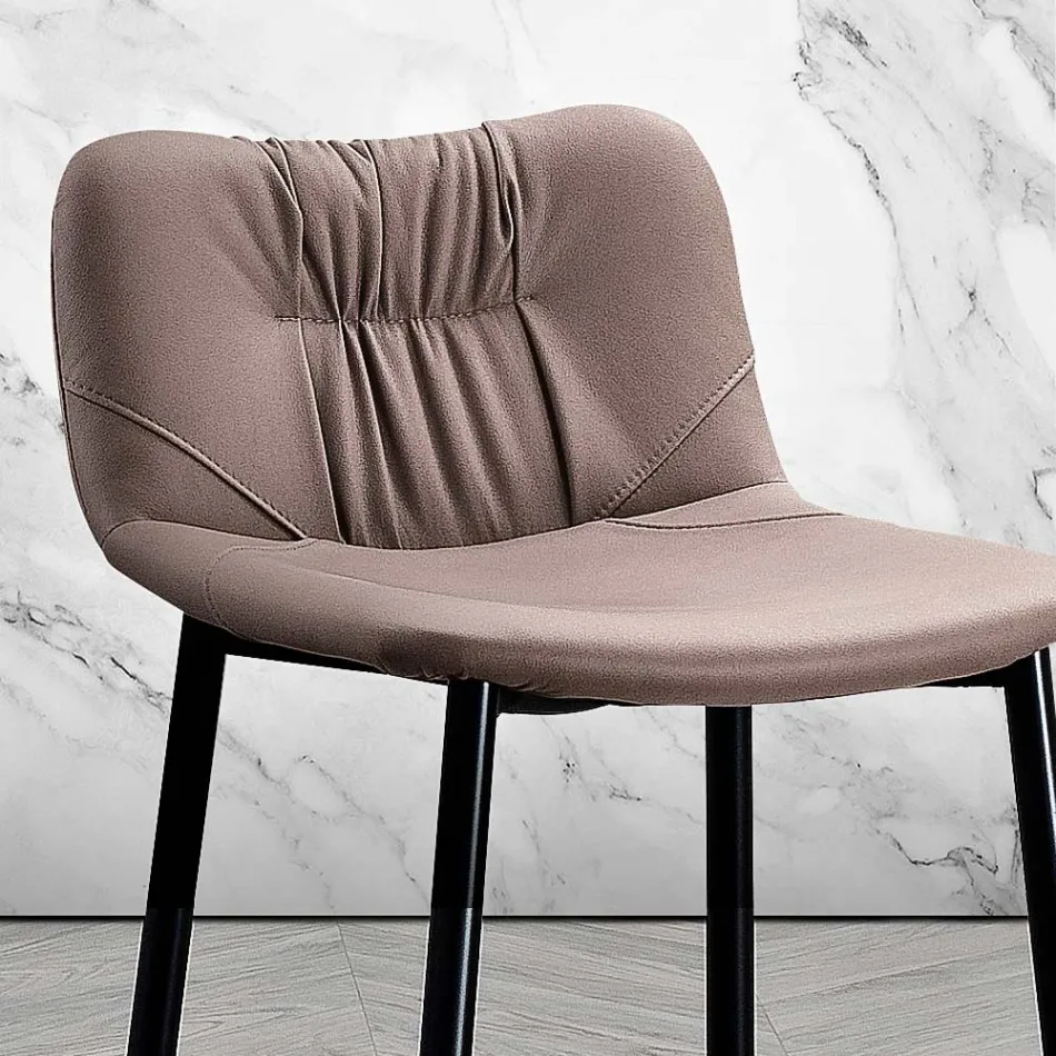 Stolička z tkaniny a kovu s efektem kůže Made in Italy - Gohan Viadurini