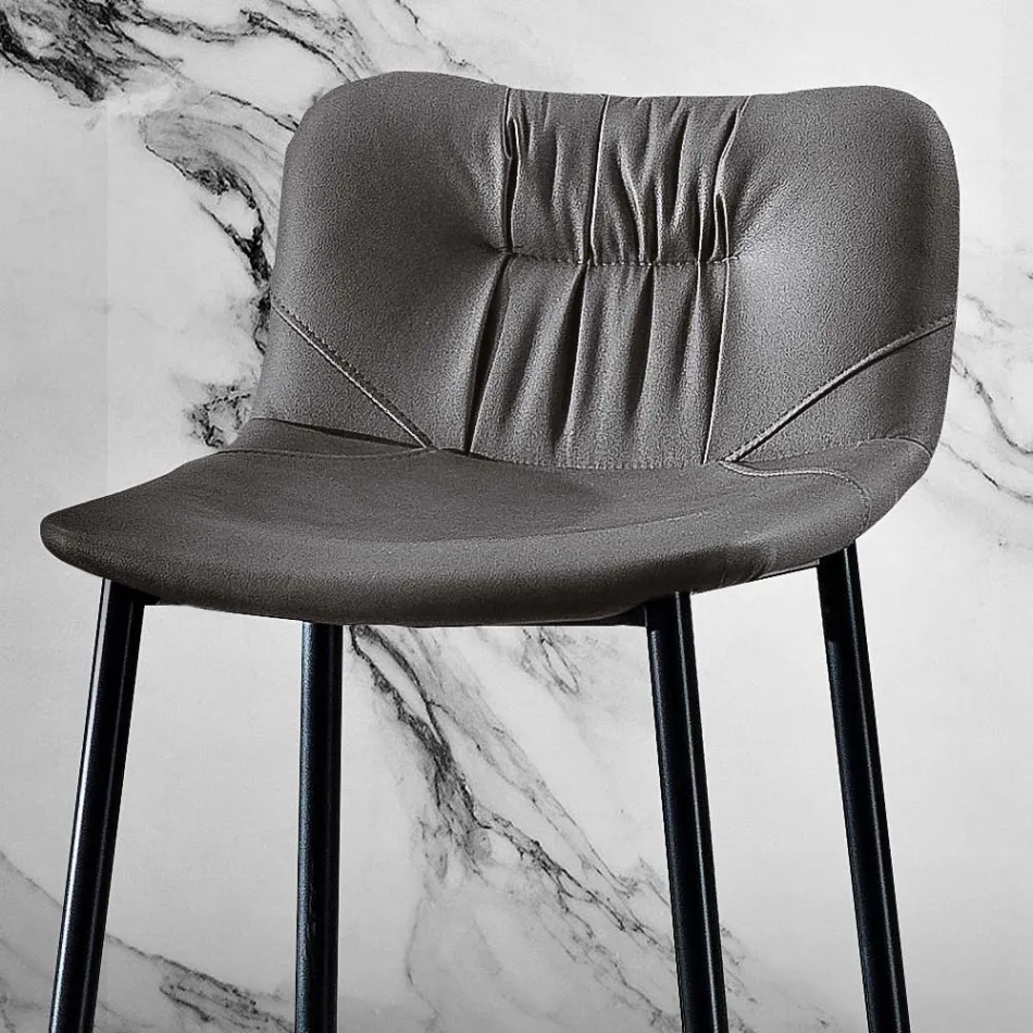 Stolička z tkaniny a kovu s efektem kůže Made in Italy - Gohan Viadurini