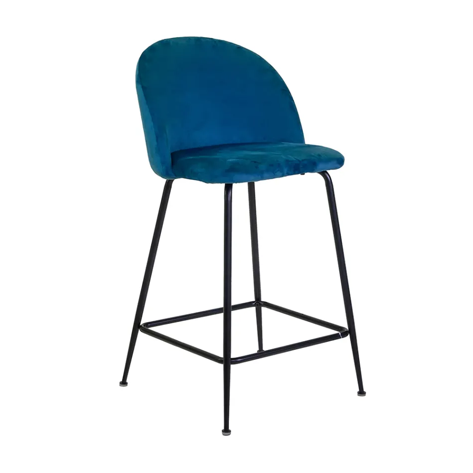 Sametová stolička s kovovým rámem v různých povrchových úpravách - Penna Viadurini