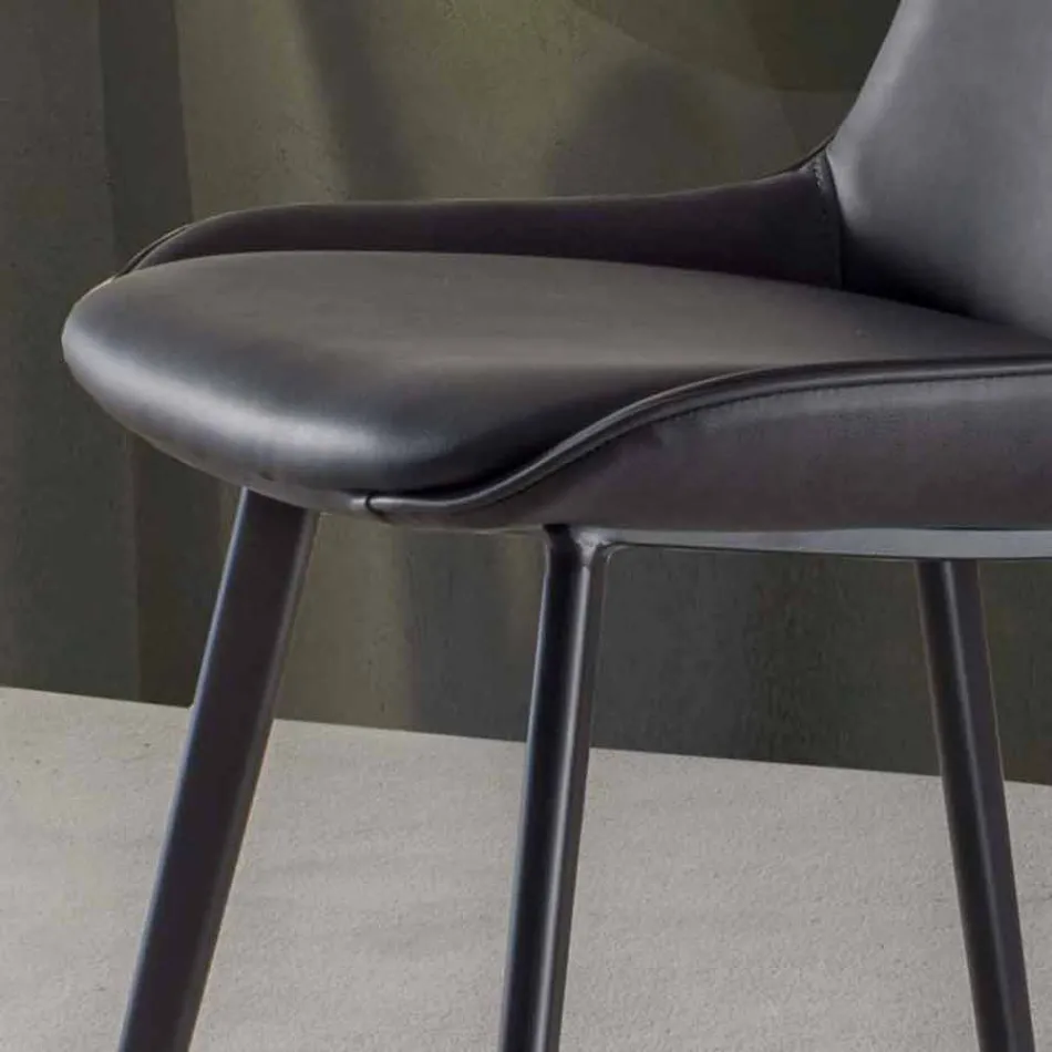 Moderní stolička H 80 cm, sedačka v Ecoleather Nabuk - Ines Viadurini