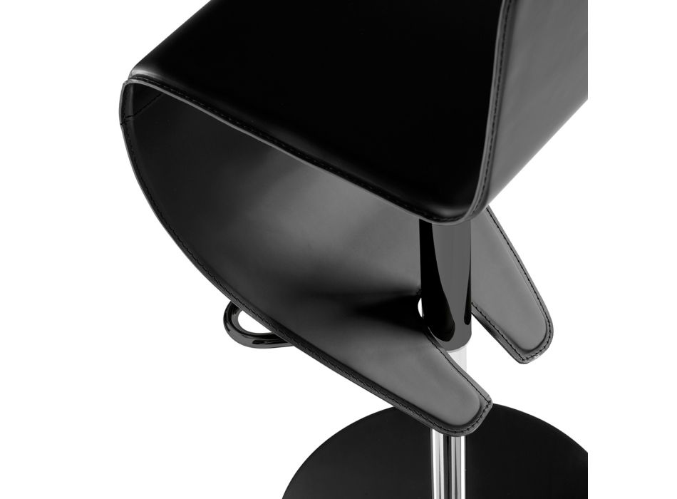 Moderní stolička v černé kůži a černé oceli Made in Italy - Raggi Viadurini