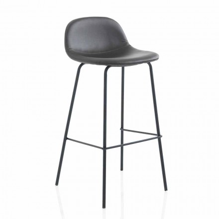 Moderní stolička v imitaci kůže nebo látky s kovovými nohami, 2 kusy - Billo Viadurini
