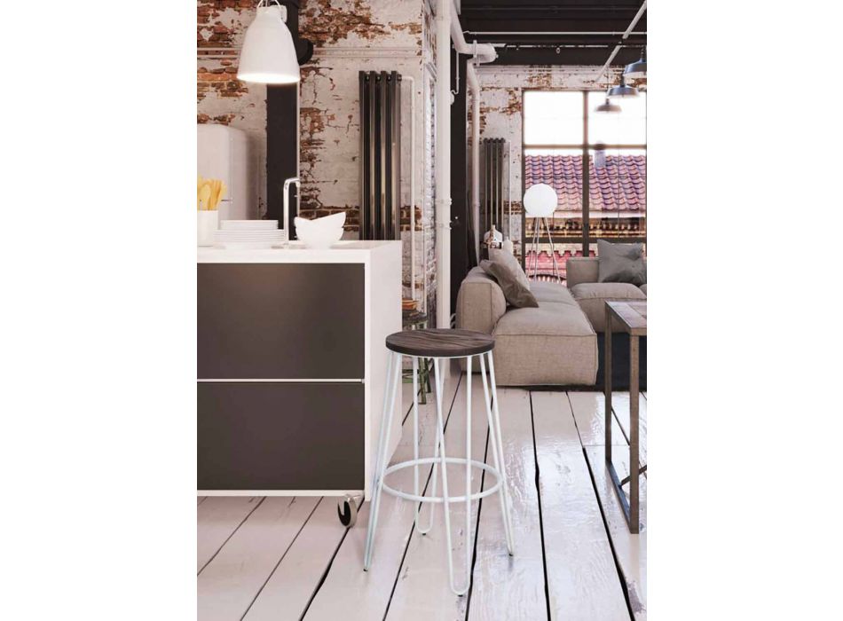 Stolička moderního designu ze dřeva a železa v průmyslovém stylu, 2 kusy - Belia Viadurini