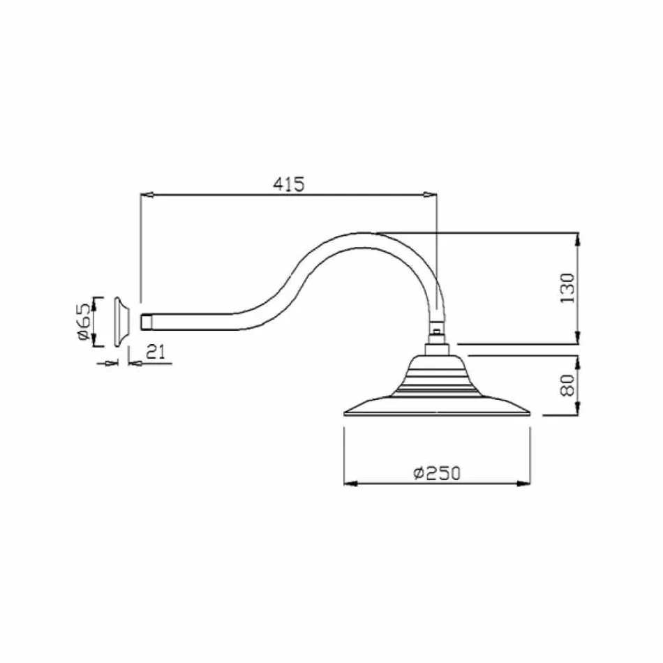 Klasická ocelová sprchová hlavice s mosazným sprchovým ramenem vyrobená v Itálii - Jeko Viadurini