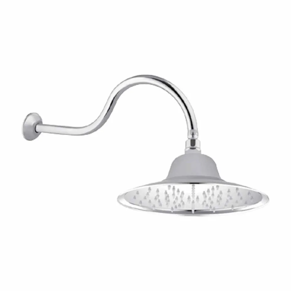 Klasická ocelová sprchová hlavice s mosazným sprchovým ramenem vyrobená v Itálii - Jeko Viadurini