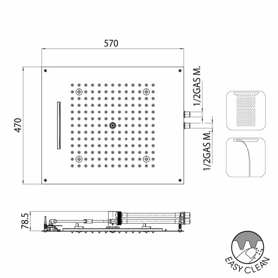 Sprchová hlavice se dvěma různými tryskami moderní design Dream Viadurini