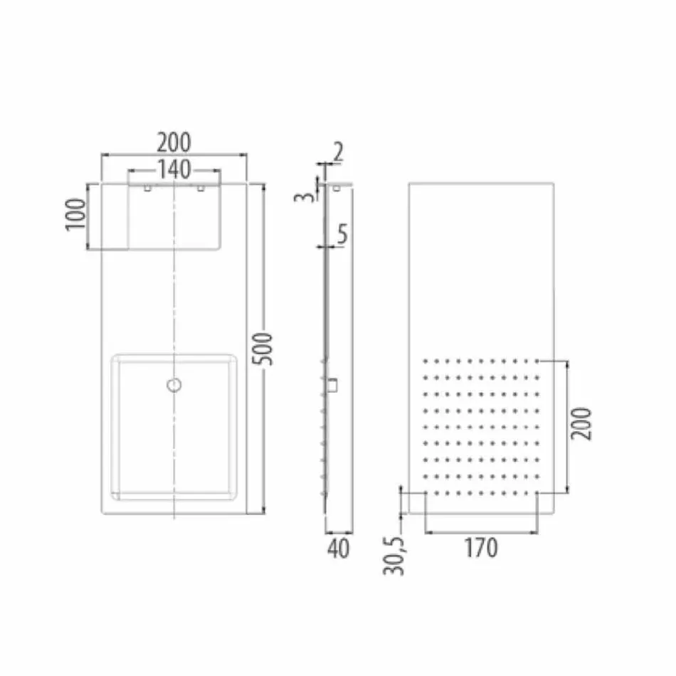 Ocelová nástěnná sprchová hlavice s dvojitým paprskem vyrobená v Itálii - Cartesio Viadurini