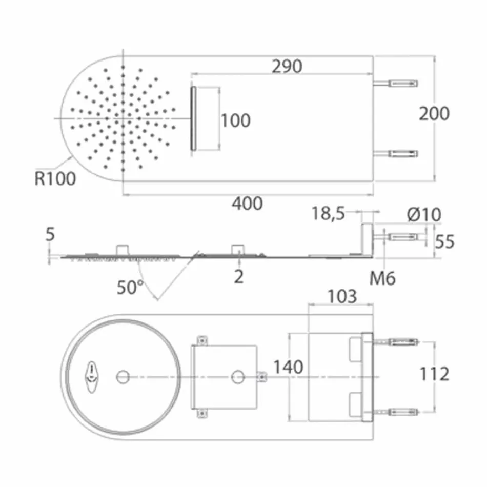 Moderní ultrakrátká ocelová nástěnná sprchová hlavice vyrobená v Itálii - Cassio Viadurini