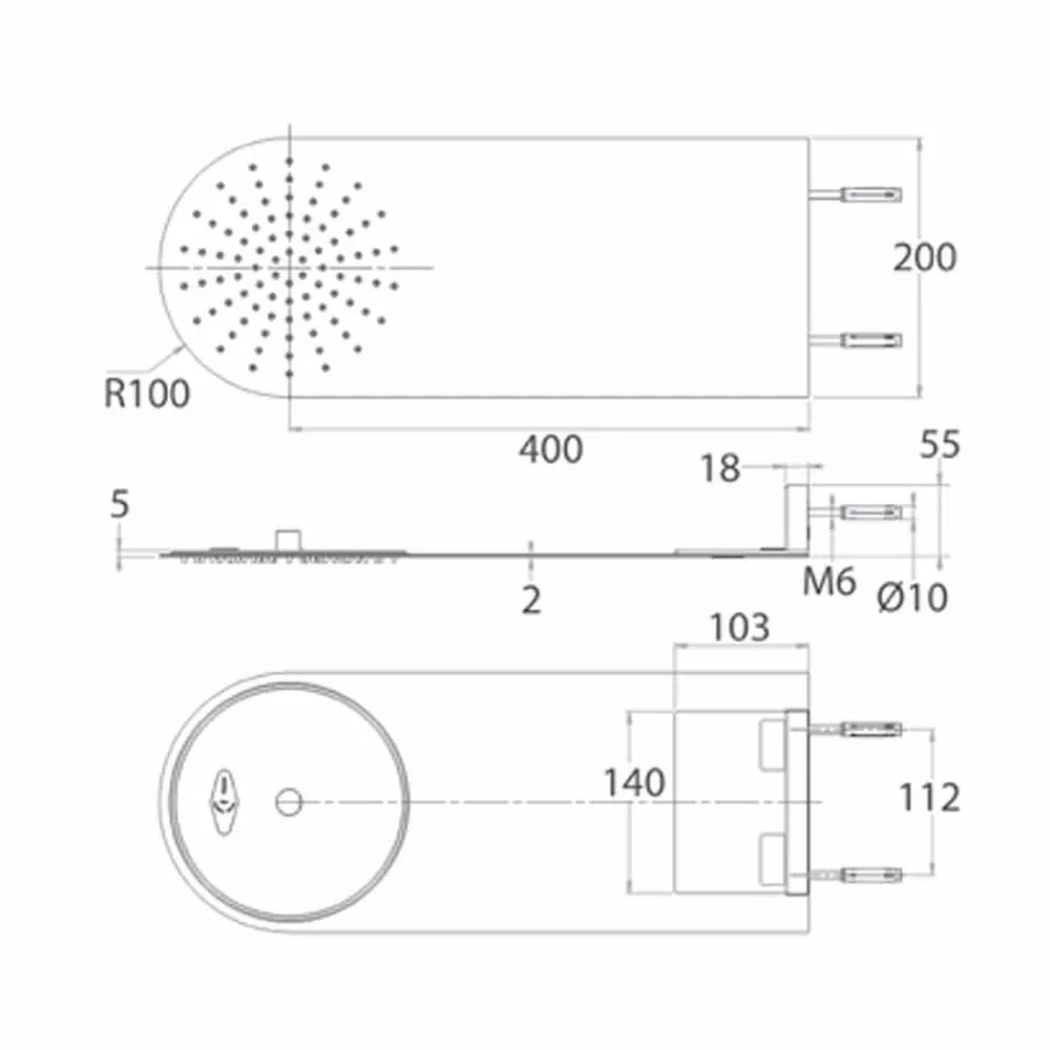 Moderní ultrakrátká ocelová nástěnná sprchová hlavice vyrobená v Itálii - Cassio Viadurini