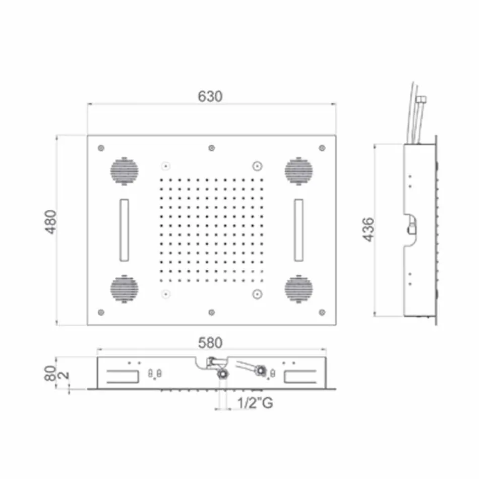 Ocelová sprchová hlavice s chromoterapií a Bluetooth Made in Italy - Elbo Viadurini