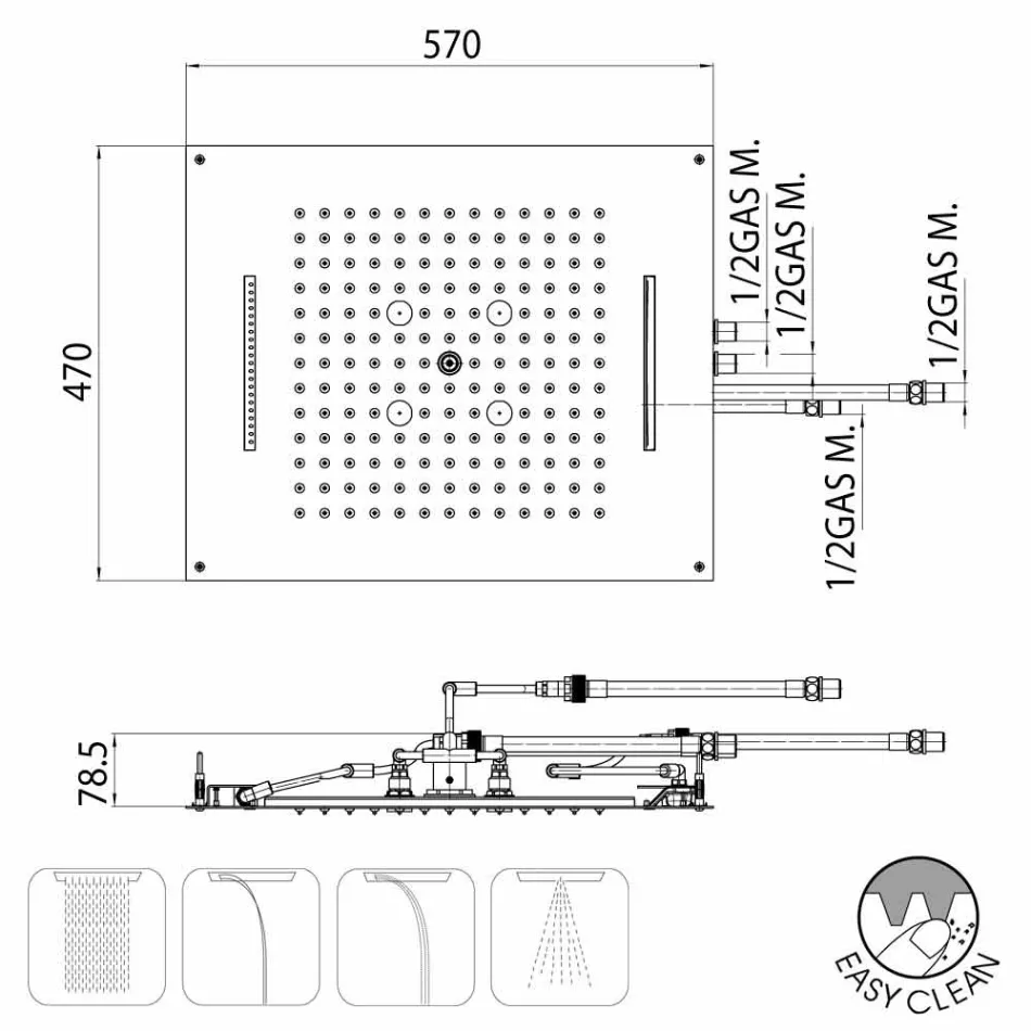 Moderní hlavová sprcha Bossini Dream čtyři funkce Viadurini