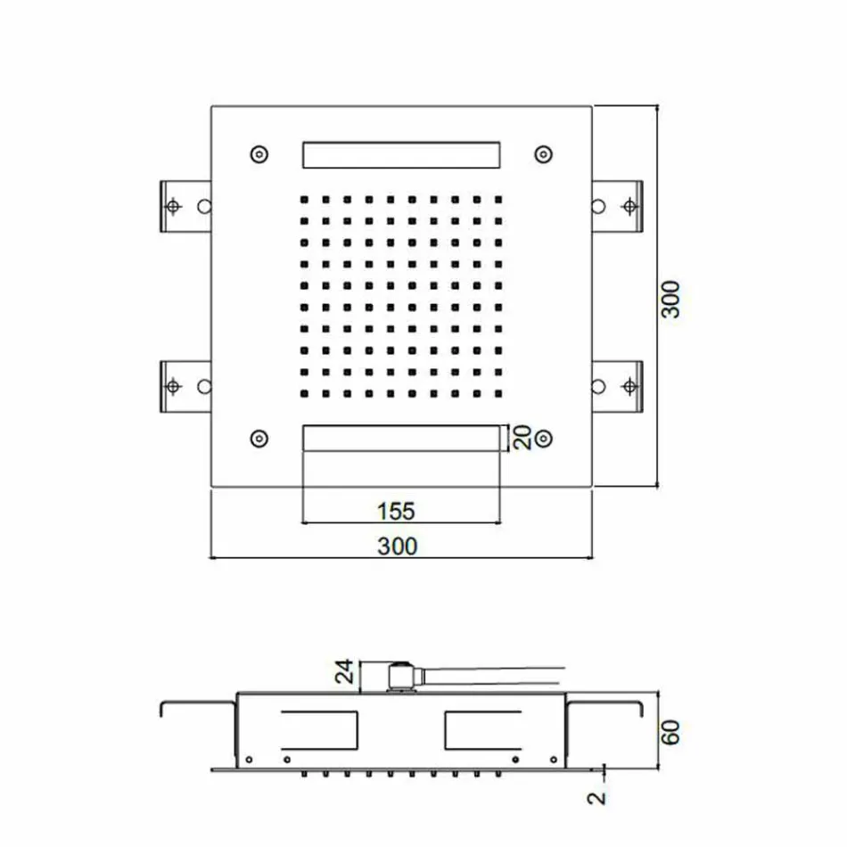 Čtvercová sprchová hlavice z nerezové oceli s chromoterapií vyrobená v Itálii - Bilbo Viadurini