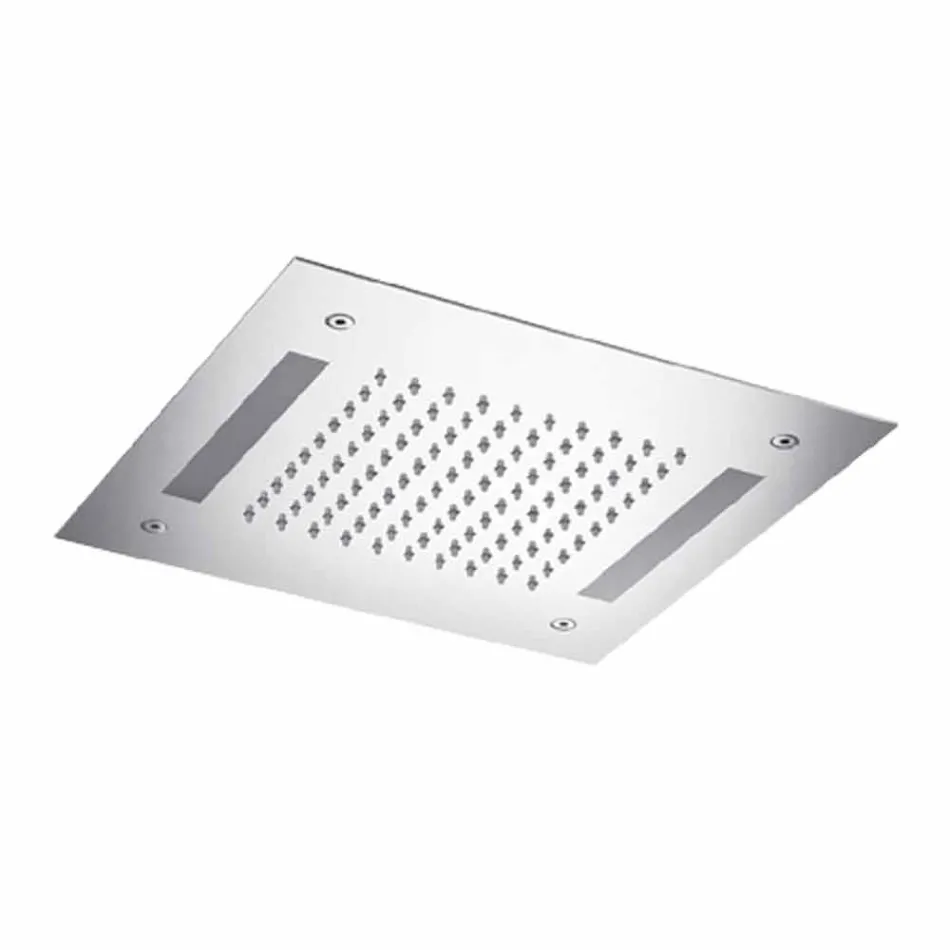 Čtvercová sprchová hlavice z nerezové oceli s chromoterapií vyrobená v Itálii - Bilbo Viadurini