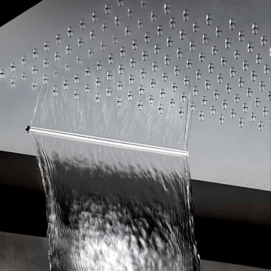 Čtvercová sprchová hlavice z nerezové oceli s dvojitým paprskem vyrobená v Itálii - Nello Viadurini