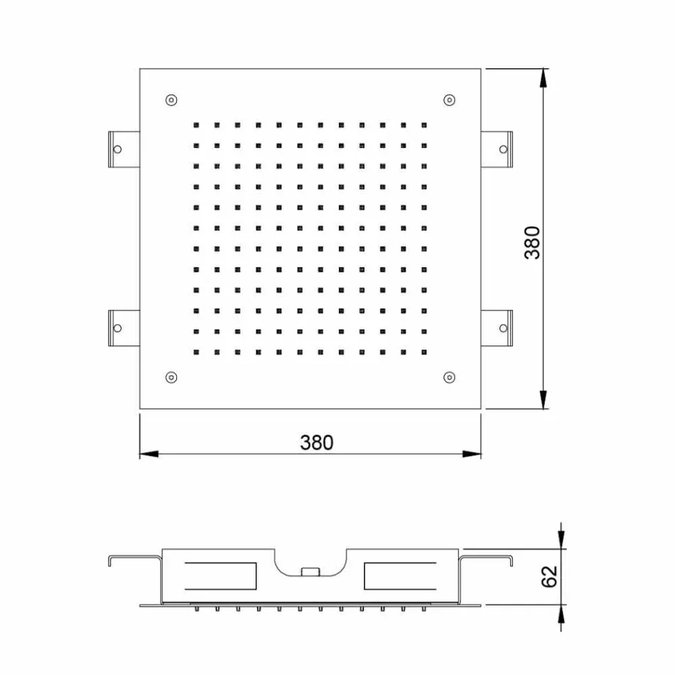 Čtvercová sprchová hlavice s jedním paprskem z nerezové oceli vyrobené v Itálii - Jet Viadurini