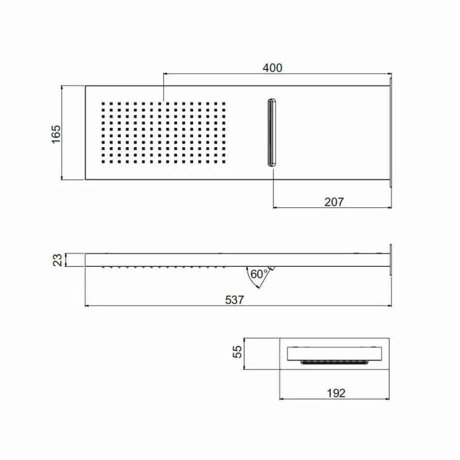 Obdélníková nástěnná sprchová hlavice z nerezové oceli vyrobená v Itálii - červená Viadurini