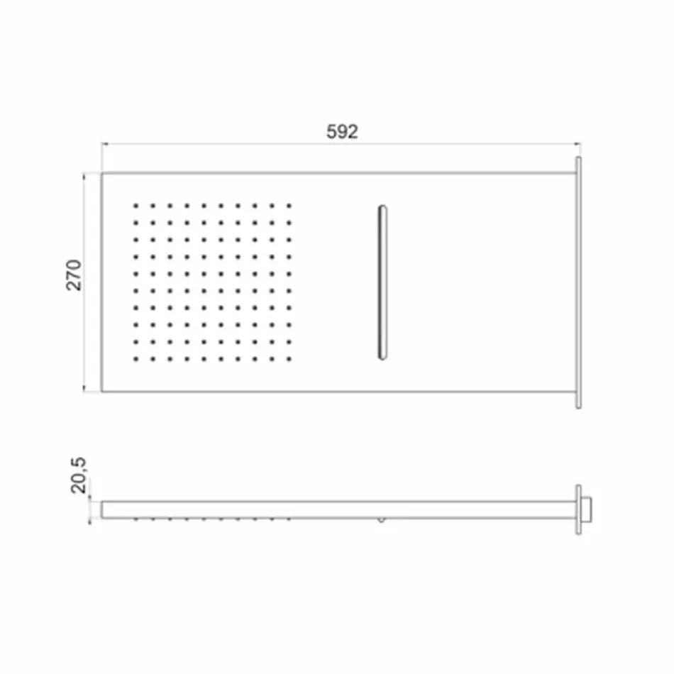 Obdélníková nerezová nástěnná sprchová hlavice vyrobená v Itálii - Anito Viadurini