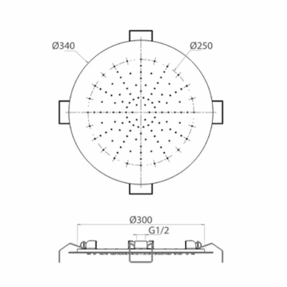 Kulatá stropní sprchová hlavice z moderní oceli vyrobené v Itálii - Damian Viadurini