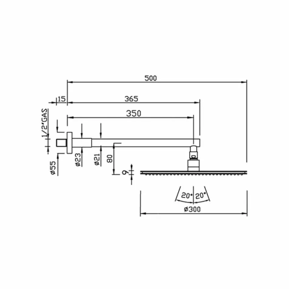 Kulatá sprchová hlavice z nerezové oceli a mosazi vyrobená v Itálii - Aurelio Viadurini