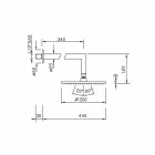 Čtvercová ocelová sprchová hlavice s mosazným sprchovým ramenem vyrobená v Itálii - Sespo Viadurini
