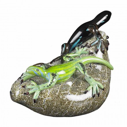 Ornament ve tvaru ještěrky z barevného skla vyrobený v Itálii - Certola Viadurini