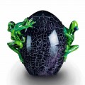 Ornament ve tvaru vejce se žabami v barevném skle vyrobené v Itálii - Huevo