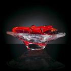 Dekorativní ornament v průhledném a červeném skle vyrobený v Itálii - Sossio Viadurini