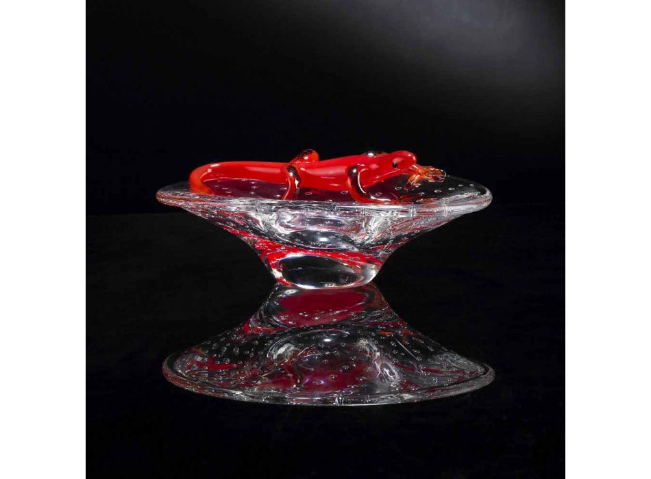 Dekorativní ornament v průhledném a červeném skle vyrobený v Itálii - Sossio Viadurini