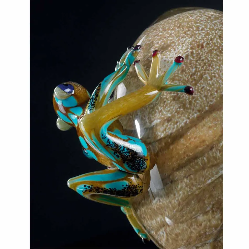 Skleněný ornament ve tvaru vajíčka se žabami vyrobený v Itálii - Huevo Viadurini