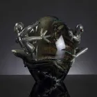 Skleněný ornament ve tvaru vajíčka se žabami vyrobený v Itálii - Huevo Viadurini