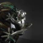 Skleněný ornament ve tvaru vajíčka se žabami vyrobený v Itálii - Huevo Viadurini