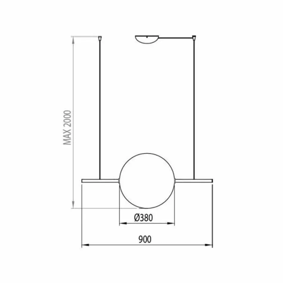 Designové zavěšení ze skla a mosazi s LED světlem, 3 velikosti - Alma od Il Fanale Viadurini